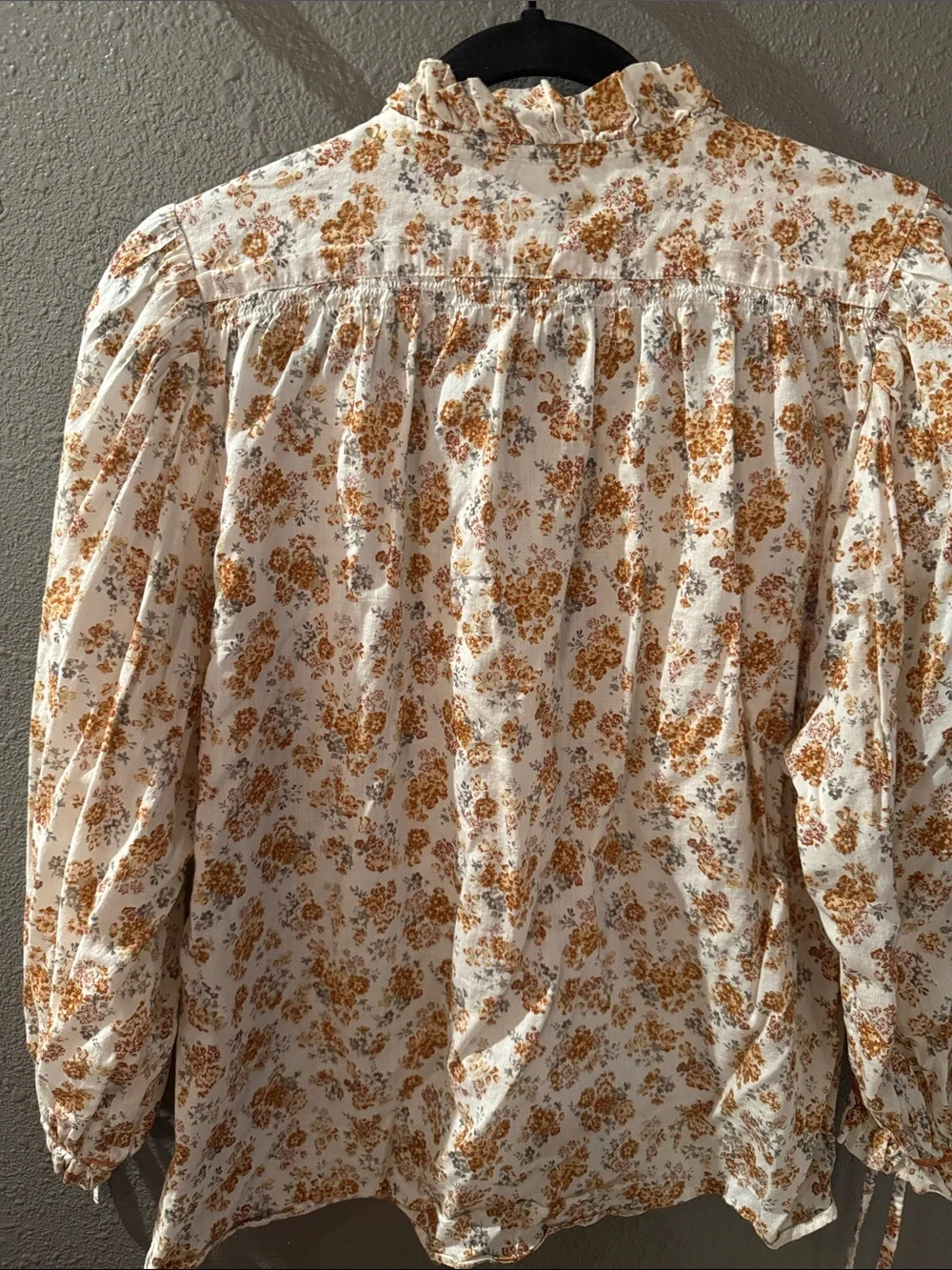 Sundance Cream Floral Button-Front Ruffle Blouse with Mustard Accents - Picture 4 of 6